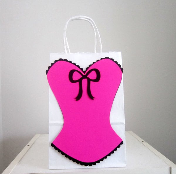 Bridal Shower Bachelorette Party Lingerie Party Favor, Goody, Gift Bags, Corset Goody Bags - Hot Pink -  21418218P