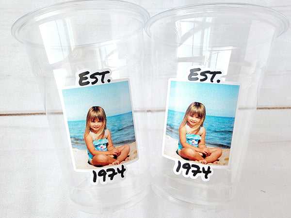 Custom Plastic Party Cups Personalized Party Cups Personalized 50th Birthday Cups Vintage 50th Cups 1973 Custom Face Party Cups Decorations
