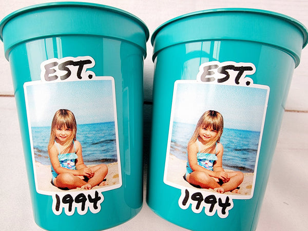 Est. 1994 Custom Plastic Party Cups Personalized Party Cups Personalized Birthday Cups Vintage 30th Cups Custom Face Party Cups Decorations