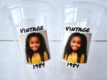Custom Plastic Cups With Picture Personalized 40th Birthday Cups Vintage 40th Birthday Party Custom Text Custom Face Cups Decorations 1984