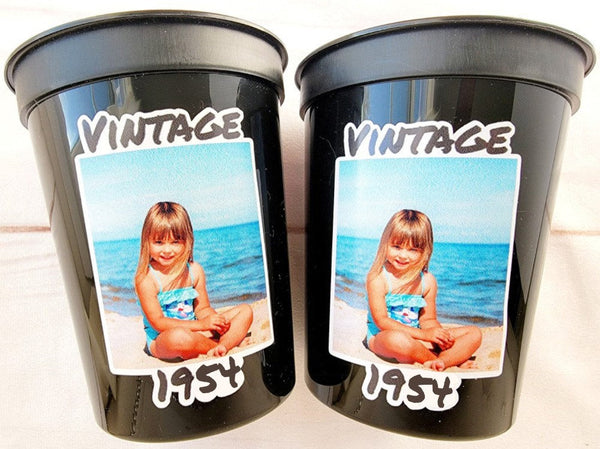 Custom Plastic Party Cups Personalized Party Cups Personalized 70th Birthday Cups Vintage 70th Cups 1954 Custom Face Party Cups Decorations