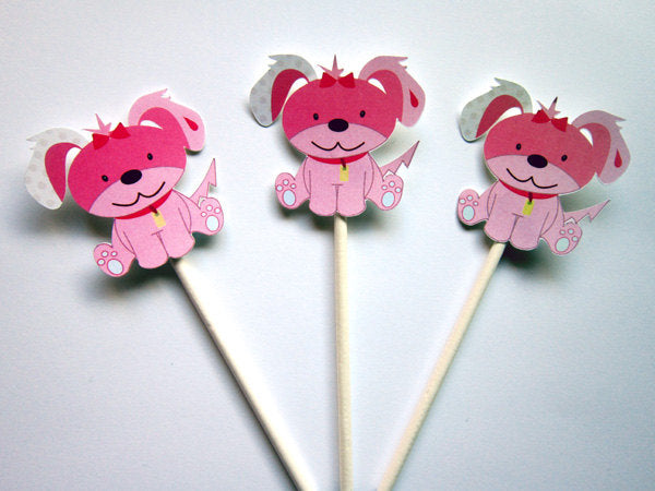 Puppy Party Favor, Goody, Gift Bags - Pink Puppy Dog