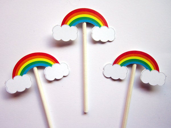 Rainbow Cupcake Toppers, Rainbow Baby Shower, Rainbow Birthday, Cupcake Toppers