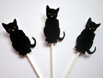 Black Cat Cupcake Toppers, Halloween Cupcake Toppers 9320951A