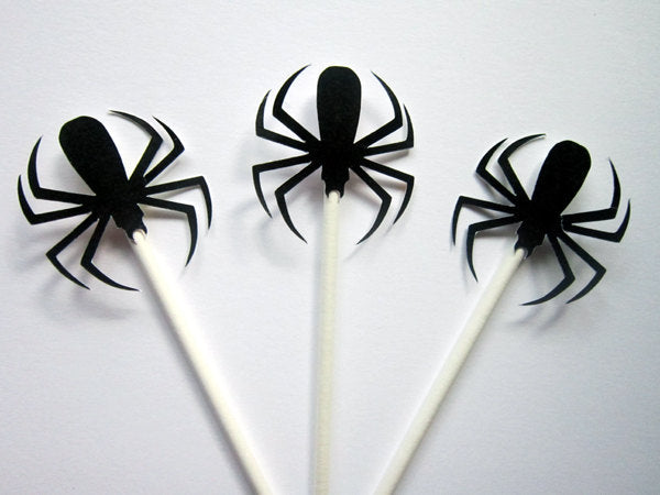 Spider Cupcake Toppers, Halloween Cupcake Toppers, Bug Party
