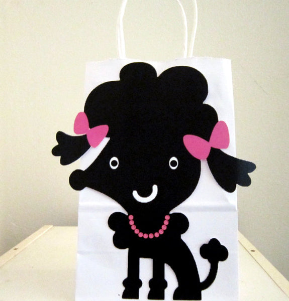 Black Poodle Puppy Dog Party Favor, Goody, Gift Bags