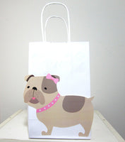 Girl Bulldog Goody Bags, Bulldog Favor Bags, Bulldog Party Favor Bags, Puppy Dog Party Favor, Goody, Gift Bags - Girl Bulldog - 92171229P