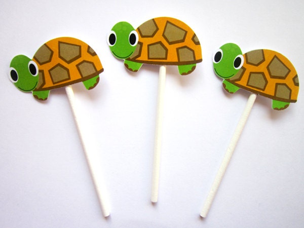 Turtle Cupcake Toppers - Turtle Birthday - Turtle Baby Shower