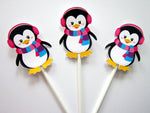 Penguin Cupcake Toppers, Winter ONEderland Cupcake Toppers, Penguin Birthday Cupcake Toppers