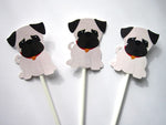 Puppy Party Cupcake Toppers - Pug Cupcake Toppers (9917137P)