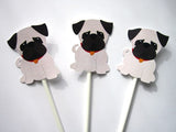 Puppy Party Cupcake Toppers - Pug Cupcake Toppers (9917137P)