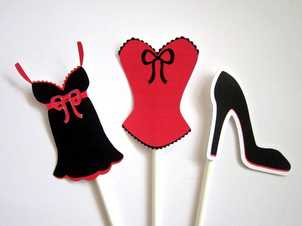 Lingerie Cupcake Toppers, Bridal Shower Cupcake Toppers - Bachelorette Party Cupcake Toppers