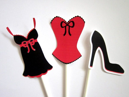 Lingerie Cupcake Toppers, Bridal Shower Cupcake Toppers - Bachelorette Party Cupcake Toppers