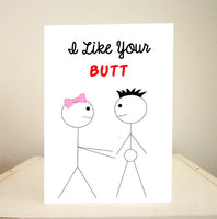 Funny Cards, Funny Anniversary Cards, funny Valentine's Day Cards, Funny Greeting Cards - Valentines Day Cards - I Like Your Butt