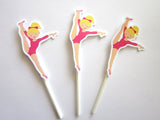 Gymnastics  Cupcake Toppers - Gymnast Holding Leg Up