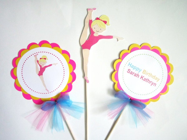 Gymnastics  Cupcake Toppers - Gymnast Holding Leg Up