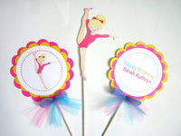 Gymnastics  Cupcake Toppers - Gymnast Holding Leg Up