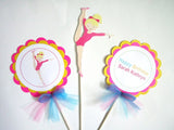 Gymnastics  Cupcake Toppers - Gymnast Holding Leg Up