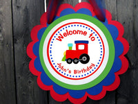 Train Cupcake Toppers, Train Birthday Party Cupcake Toppers - Red Blue Green (42171134P)