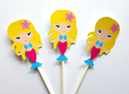 Mermaid  Cupcake Toppers, Mermaid Birthday Party, Mermaid Decorations