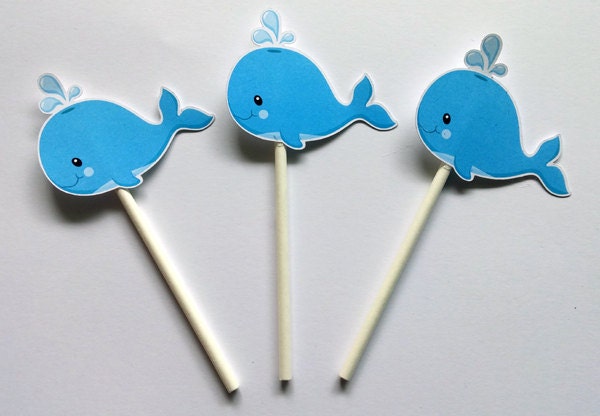Whale Cupcake Toppers - Fish Cupcake Toppers - Under The Sea Cupcake Toppers