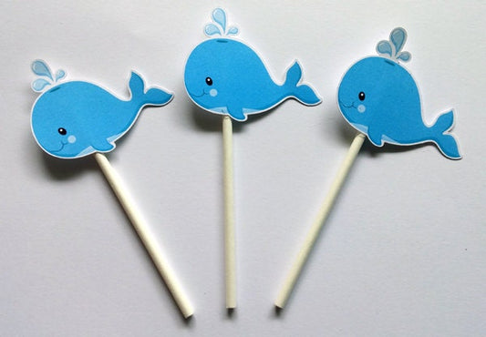 Whale Cupcake Toppers - Fish Cupcake Toppers - Under The Sea Cupcake Toppers