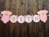 Princess Baby Shower Cupcake Toppers - Princess Cupcake Toppers, Pink Gold Cupcake Toppers, Princess Onesie Cupcake Toppers
