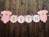 Princess Baby Shower Cupcake Toppers - Princess Cupcake Toppers, Pink Gold Cupcake Toppers, Princess Onesie Cupcake Toppers