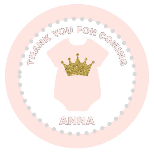 Princess Baby Shower Cupcake Toppers - Princess Cupcake Toppers, Pink Gold Cupcake Toppers, Princess Onesie Cupcake Toppers