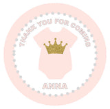 Princess Baby Shower Cupcake Toppers - Princess Cupcake Toppers, Pink Gold Cupcake Toppers, Princess Onesie Cupcake Toppers