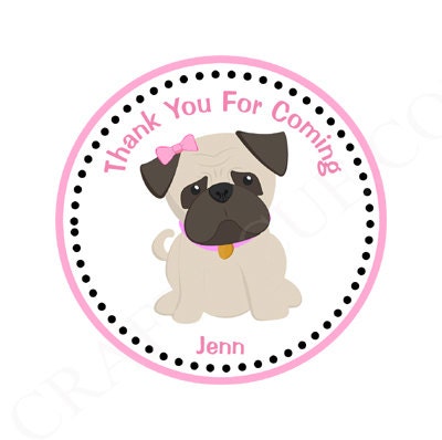 Puppy Dog Party Favor, Goody, Gift Bags - Pug Favor Bags, Pug Goody Bags
