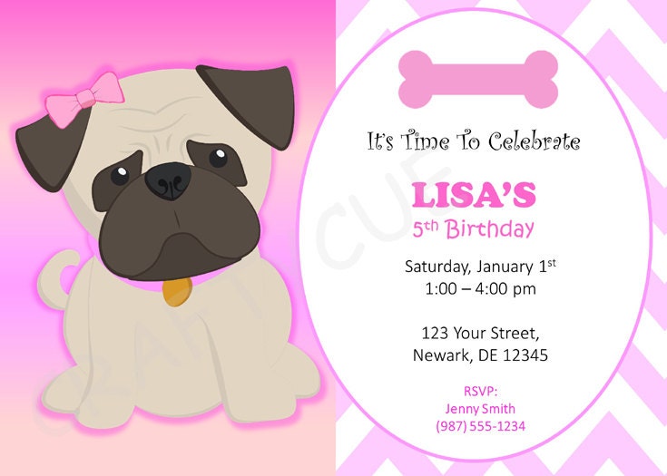 Puppy Dog Party Favor, Goody, Gift Bags - Pug Favor Bags, Pug Goody Bags
