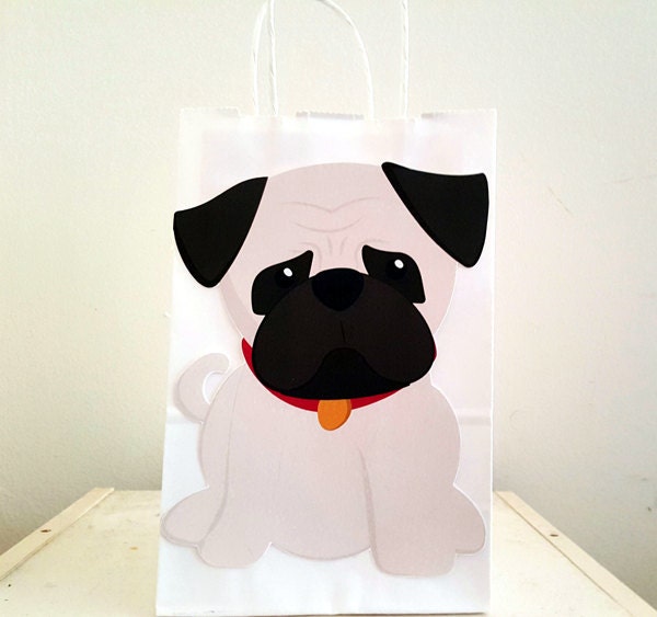 Puppy Dog Party Favor, Goody, Gift Bags - Pug Favor Bags