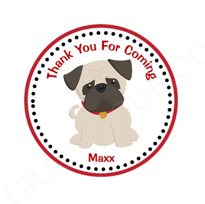 Puppy Dog Party Favor, Goody, Gift Bags - Pug Favor Bags