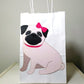 Pug Puppy Dog Party Favor Bags, Goody Bags, Gift Bags - Pug Favor Bags, Pug Goody Bags, Girl Pug Sitting (5317310A)