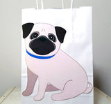 Pug Puppy Dog Party Favor Bags, Goody Bags, Gift Bags - Pug Favor Bags, Pug Goody Bags, Pug Sitting (92171018A)