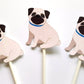 Pug Cupcake Toppers, Puppy Party Cupcake Toppers - Pug Cupcake Toppers - Pug Sitting