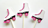Roller Skate Cupcake Toppers - Pink and Black