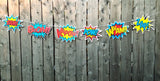 Superhero Cupcake Toppers - Superhero Bursts Cupcake Toppers, Superhero Mini Cupcake Toppers - Boom Wham Kapow