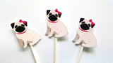 Pug Puppy Dog Party Favor Bags, Goody Bags, Gift Bags - Pug Favor Bags, Pug Goody Bags, Girl Pug Sitting (5317310A)