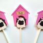 Pug Cupcake Toppers, Puppy Party Cupcake Toppers - Girl Pug Cupcake Toppers - Item# 72716809P