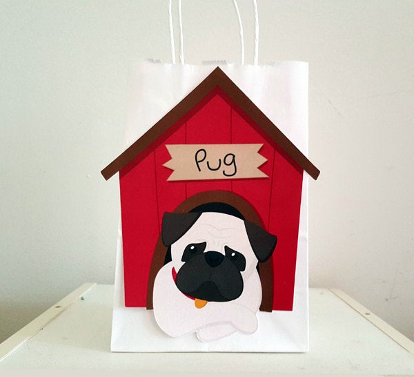 Pug Goody Bags, Pug Favor Bags, Pug Favor Bags, Puppy Party Bags