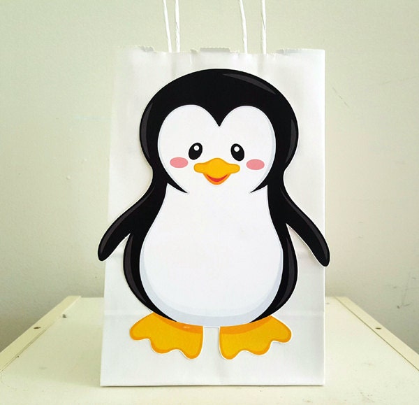 Penguin Goody Bags, Penguin Favor Bags, Penguin Party Bags, Winter Onederland Favor, Goody Bags, Gift Bags - 123017112A