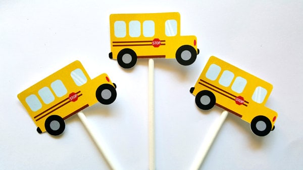 School Bus Cupcake Toppers