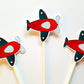 Airplane Cupcake Toppers, Plane Cupcake Toppers, Red, Blue Grey