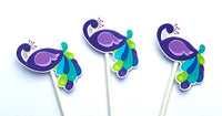 Peacock Cupcake Toppers - Purple Peacock