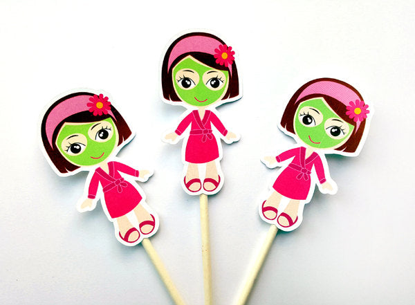 Spa Goody Bags, Spa Favor Bags, Spa Party Bags, Spa Birthday, Spa Girl in Pink Robe With Mask (41917903A)