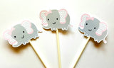 Elephant Cupcake Toppers, Chevron Elephant Cupcake Toppers