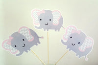Elephant Cupcake Toppers, Chevron Elephant Cupcake Toppers