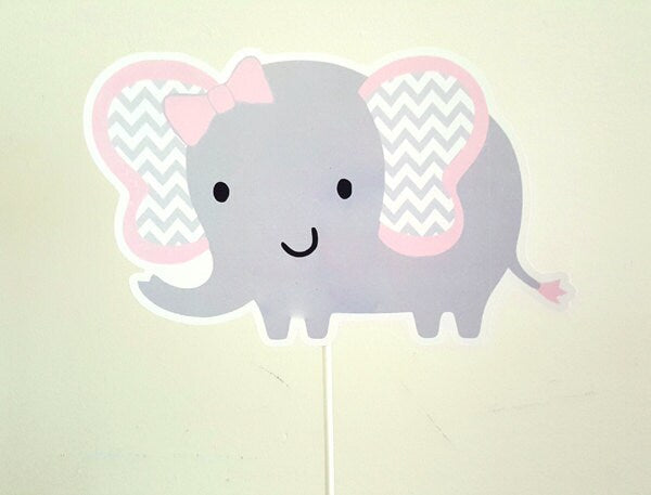 Elephant Cupcake Toppers, Chevron Elephant Cupcake Toppers